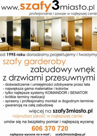 Szafy wnękowe Gdańsk Sopot Gdynia i okolice szafy3miasto